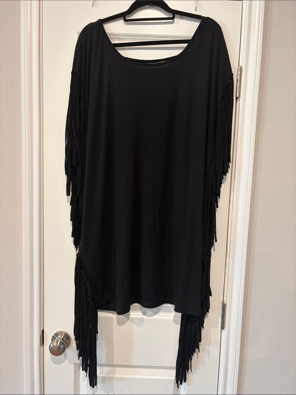 SHEIN Black Fringe Tunic Top